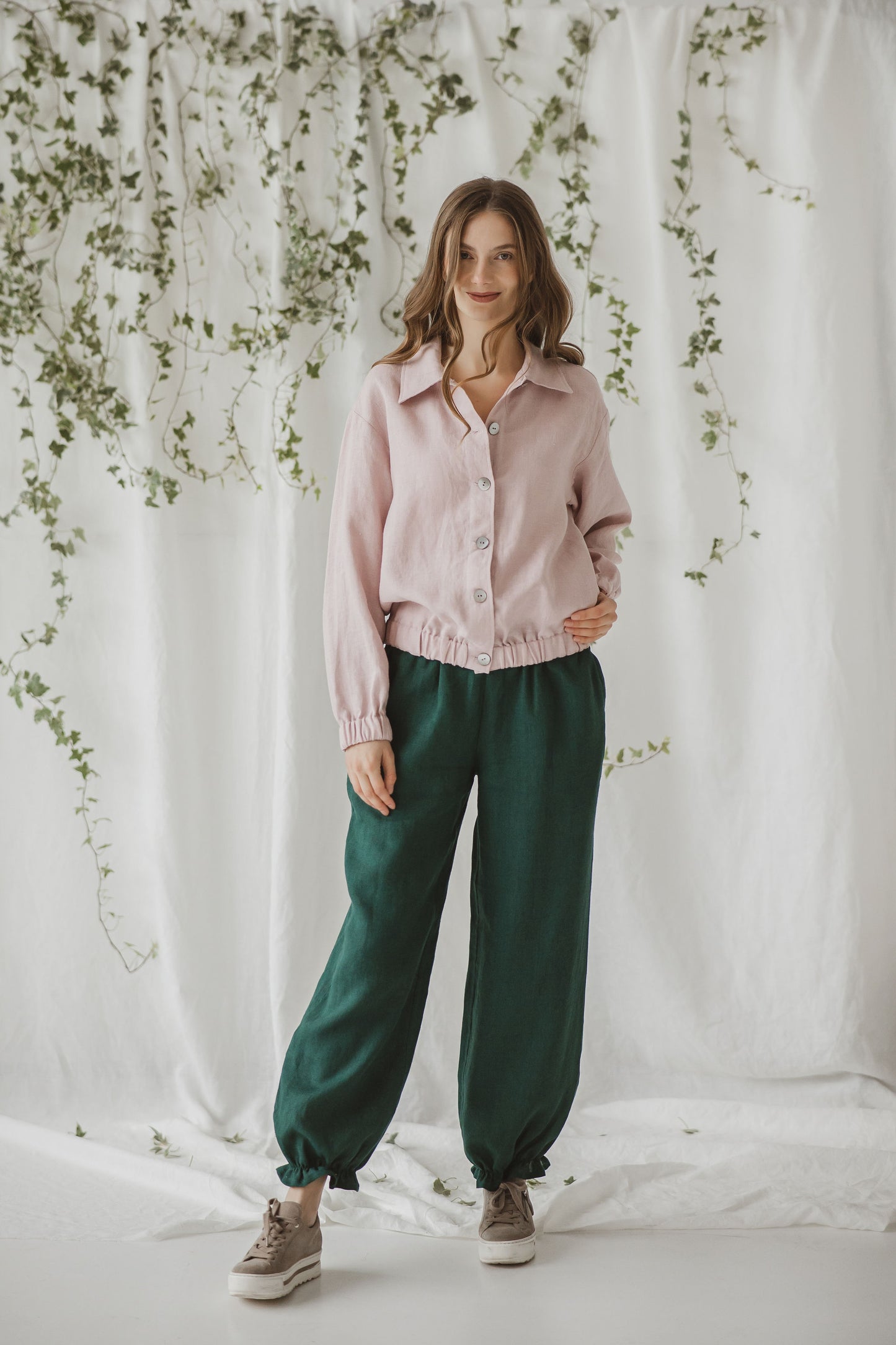 Women's Linen Bomber Jacket OSCAR- Lightweight and Minimalist