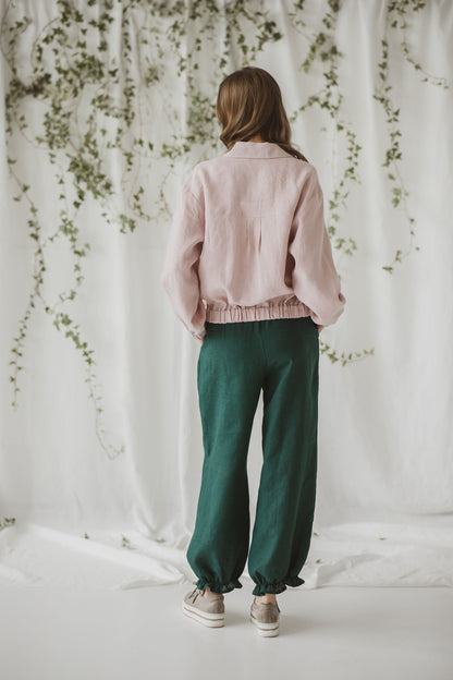 Women's Linen Bomber Jacket OSCAR- Lightweight and Minimalist