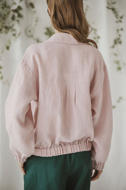 Women's Linen Bomber Jacket OSCAR- Lightweight and Minimalist