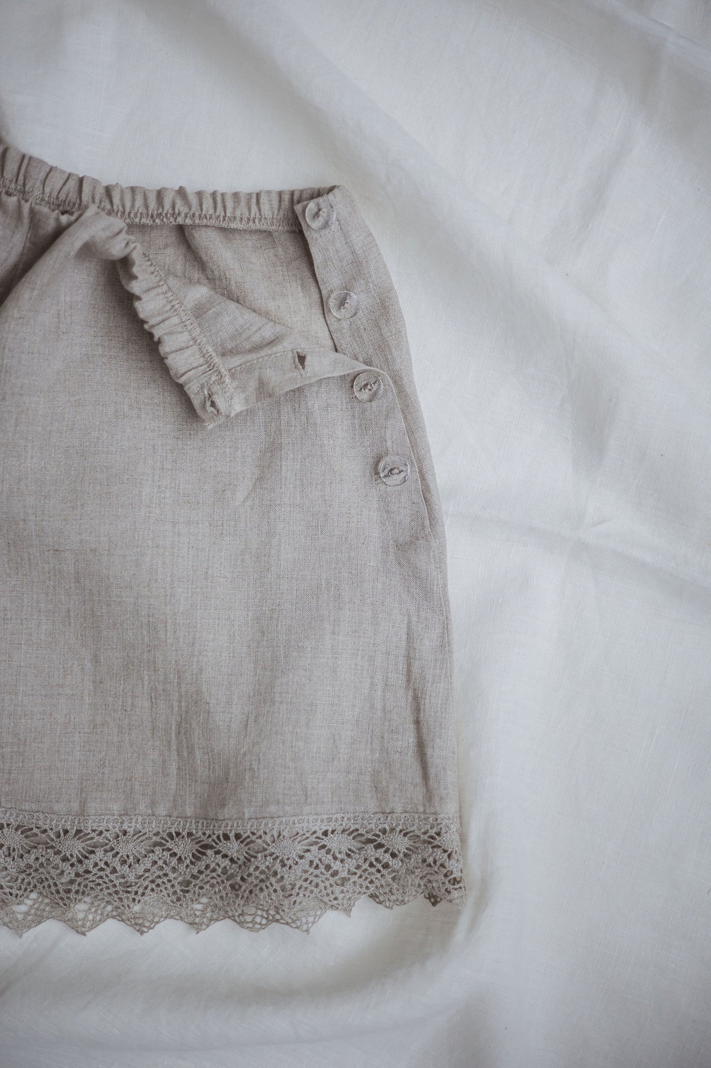 Linen lace french knickers with buttoned side