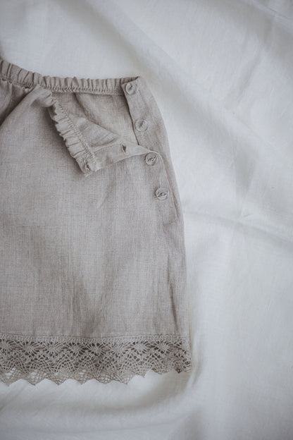Linen lace french knickers with buttoned side