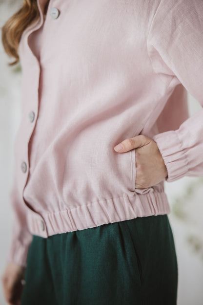 Women's Linen Bomber Jacket OSCAR- Lightweight and Minimalist