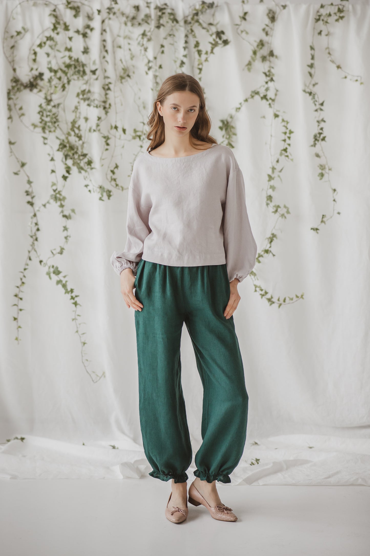 Women's Linen Bloomer Pants FLORA- Relaxed Loungewear