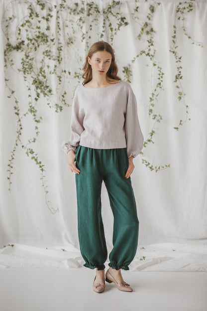 Women's Linen Bloomer Pants FLORA- Relaxed Loungewear