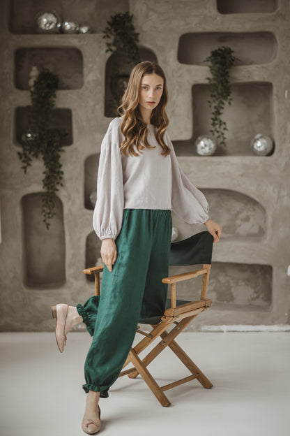 Women's Linen Bloomer Pants FLORA- Relaxed Loungewear