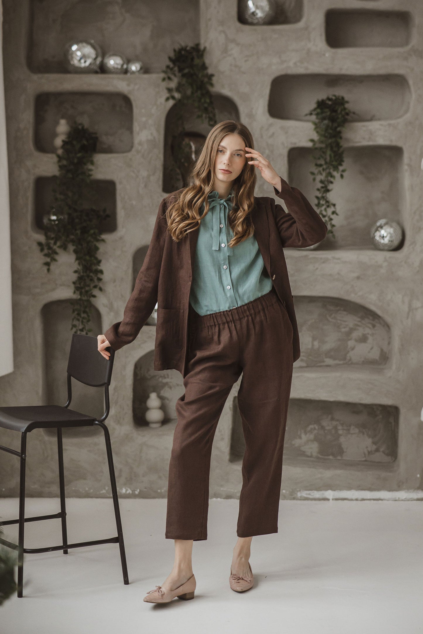 Vintage Linen Ruffled Blouse CORINE for Women