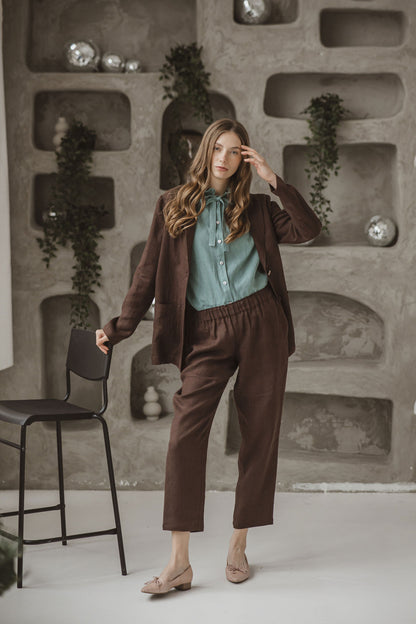 Vintage Linen Ruffled Blouse CORINE for Women