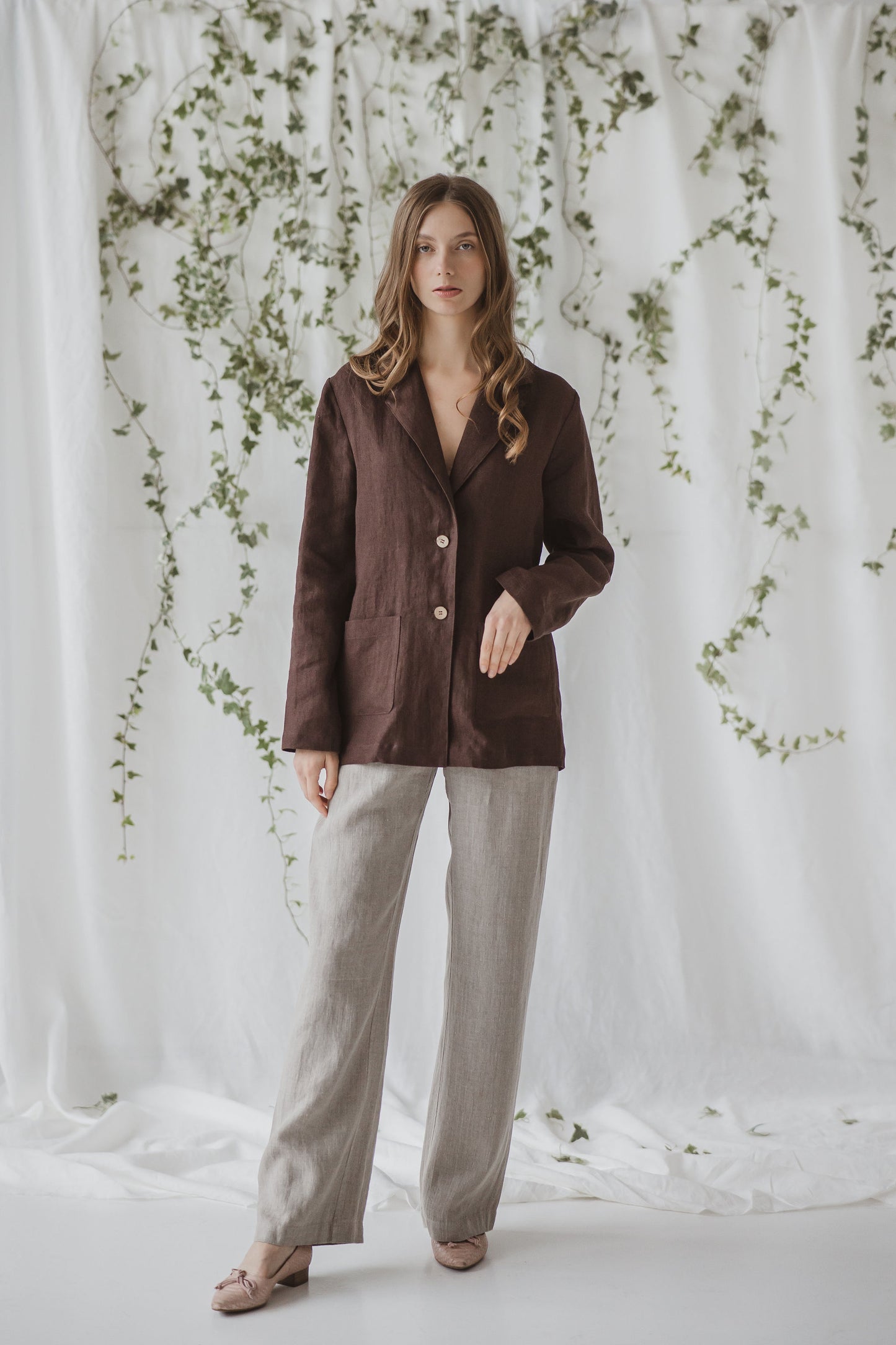 Fitted jacket Nolan with notch collar and patch pockets