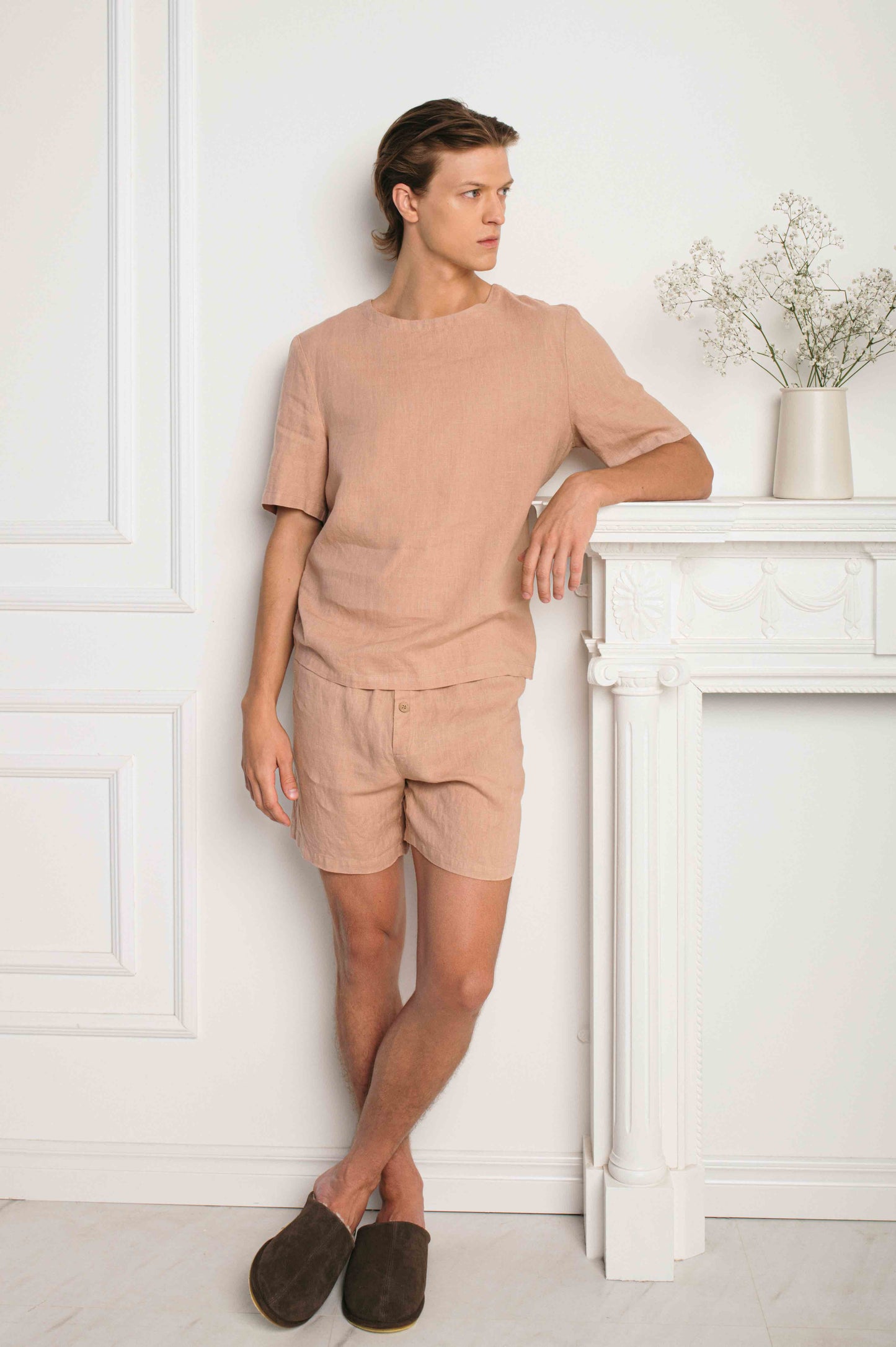 Linen Men's Boxer Shorts with Drawstring