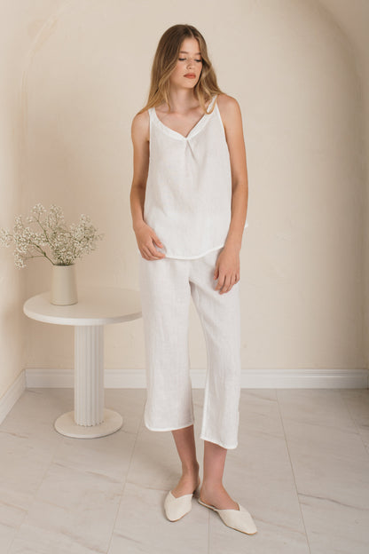 Linen Pajama Set ROSIE With Cropped Pants