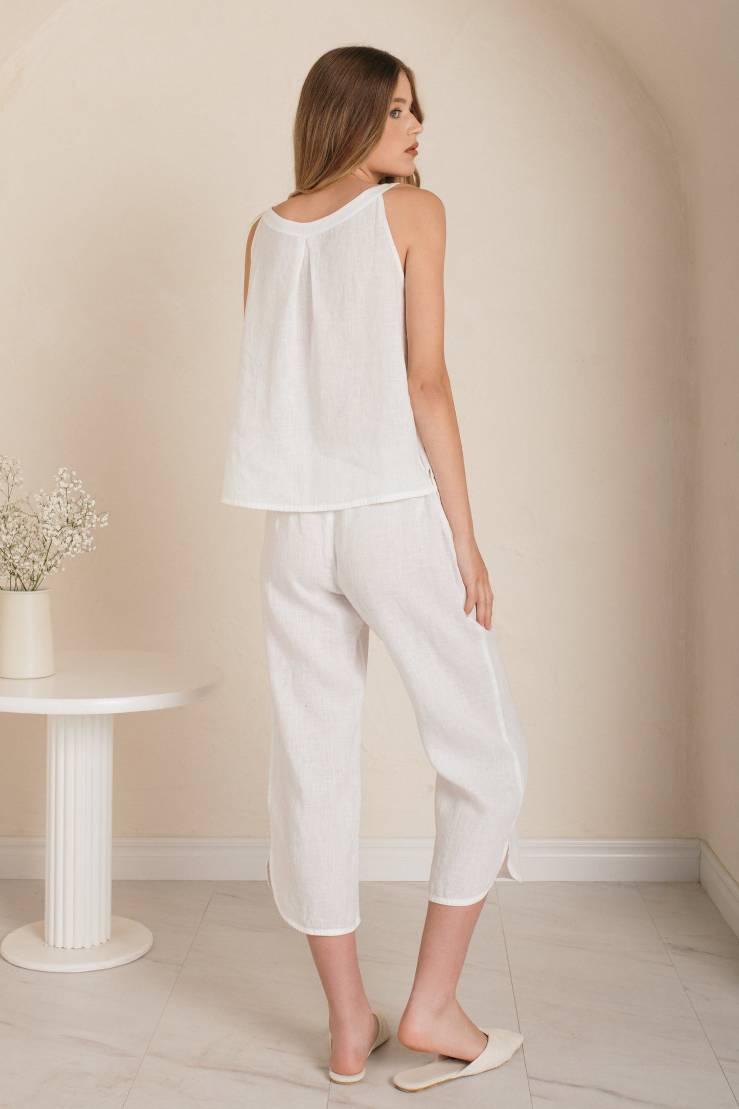 Linen Pajama Set ROSIE With Cropped Pants