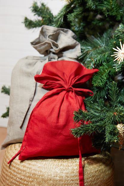 Linen Christmas Santa Gift Sack