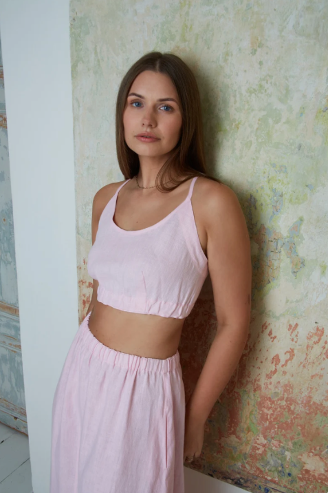 Linen Holiday Resort Suit Top and Skirt