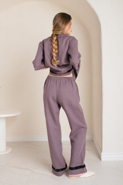 Linen Pants VANESSA with Lace Bottom