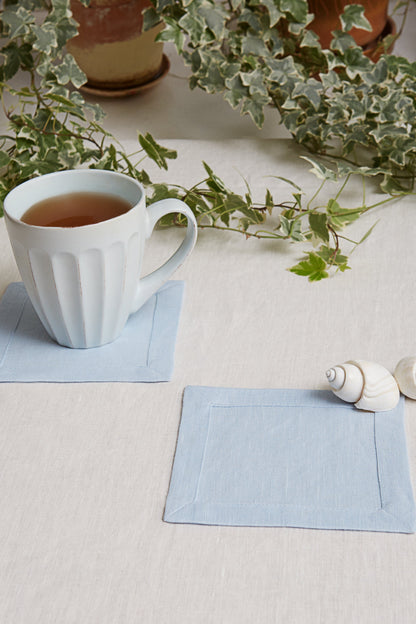 Linen Square Coasters Sets in Natural color