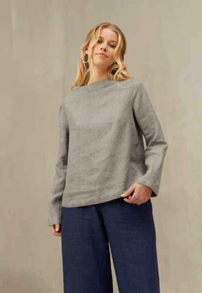 Linen Wool Blend Top AYA High Neck