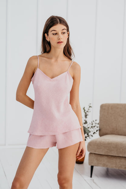 Linen Low Rise BOXER  Shorts  for Women