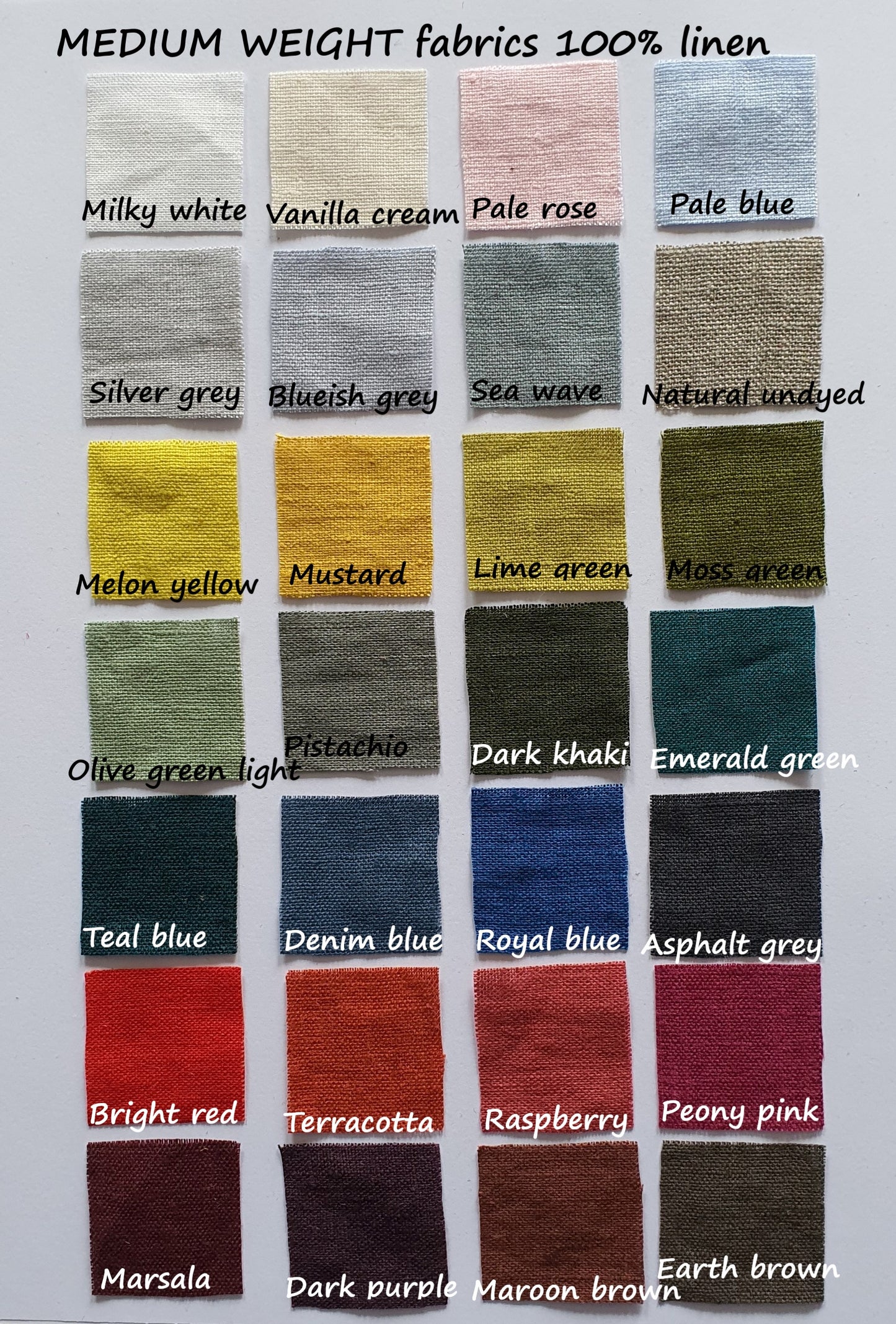 LGlinen linen fabric samples in various colors