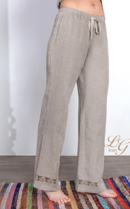 Linen Pants VANESSA with Lace Bottom