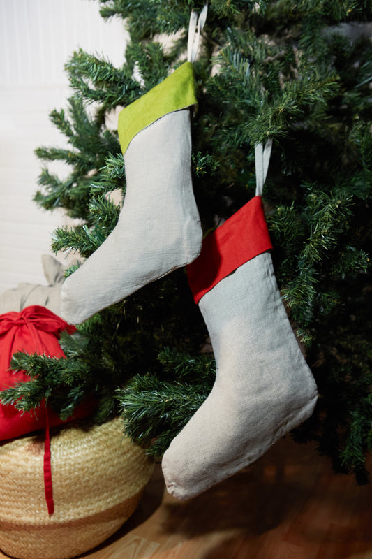 Linen Christmas Stocking