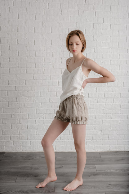 Linen Bloomers with Ruffles - Victorian Style Pantaloons