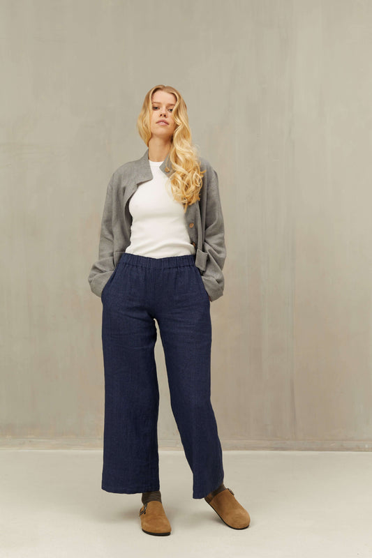 EDNA Warm Pants in Linen Wool Ankle Length for Women