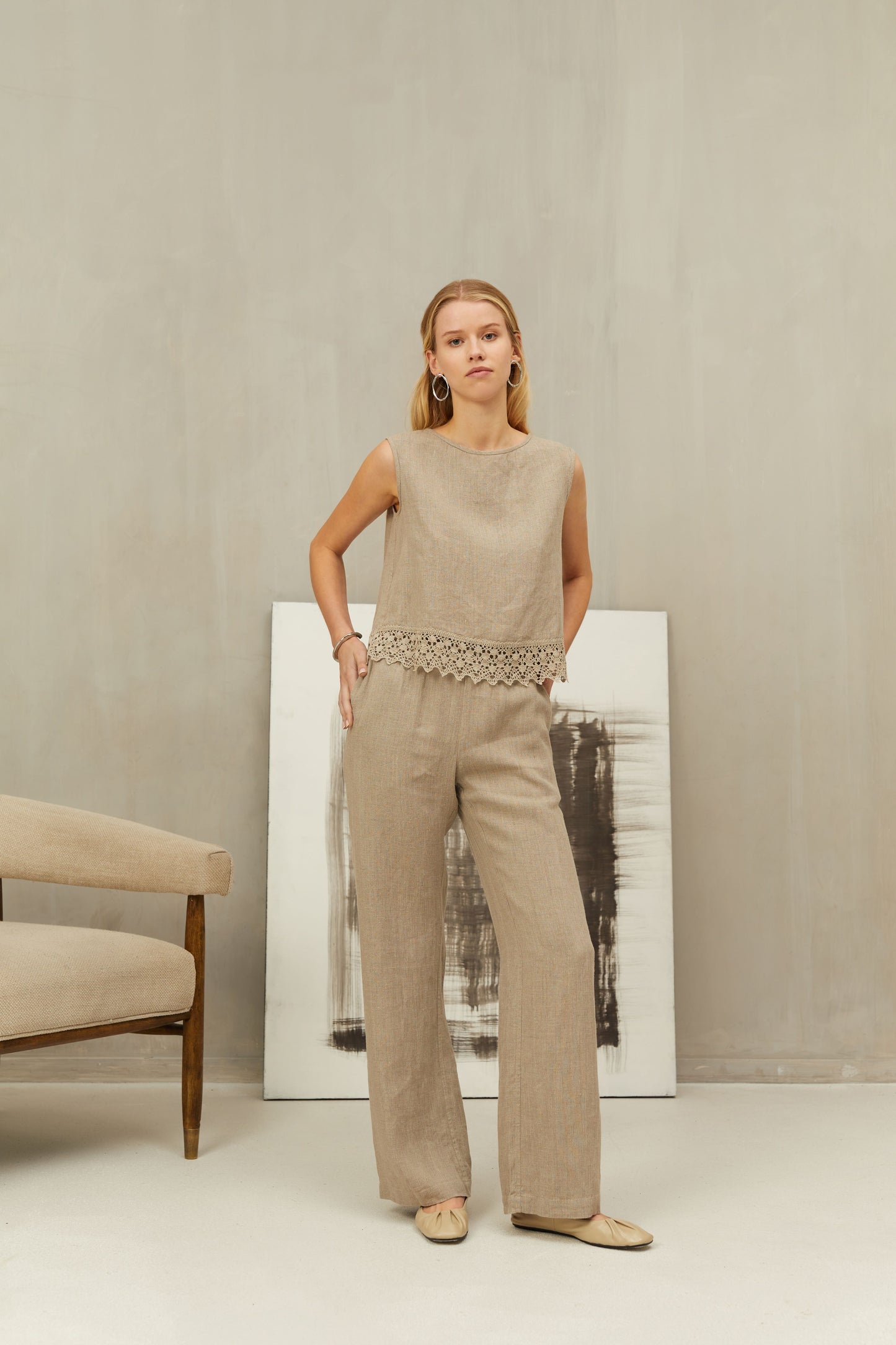 Linen Pants SERENA with Side Pockets