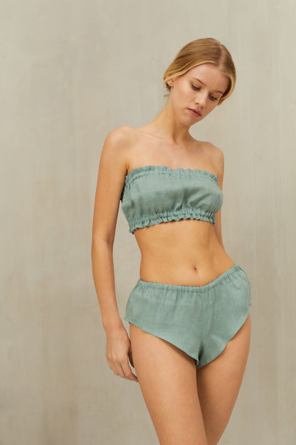 Linen Bandeau with Ruffles