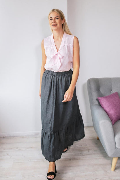 Linen Skirt PEASANT With bottom Frill