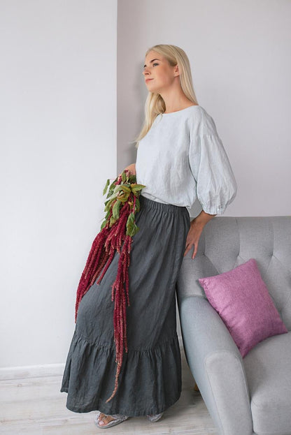 Linen Skirt PEASANT With bottom Frill