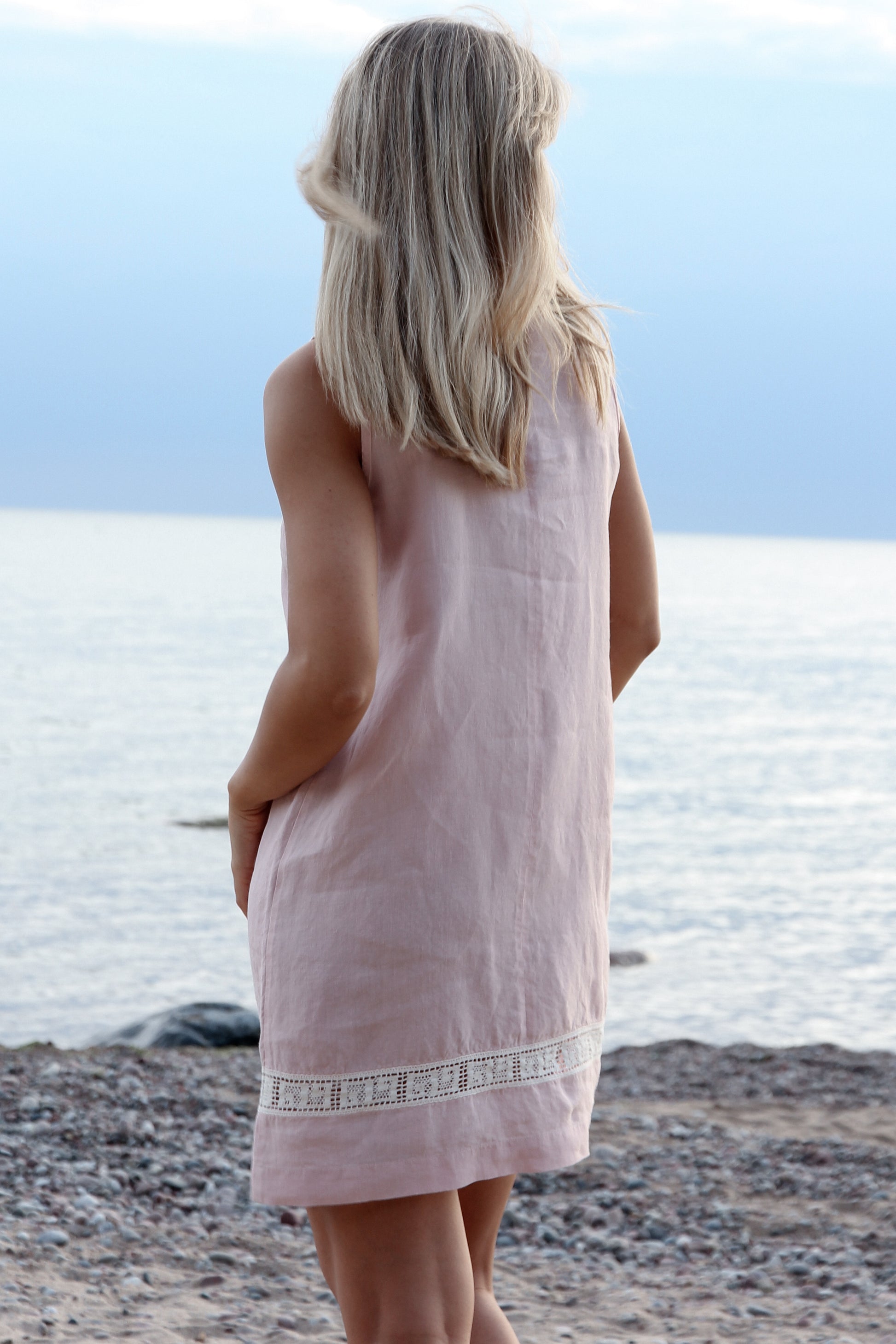 Linen Holiday Dress MARINA Lace Linen Holiday Dress MARINA Lace