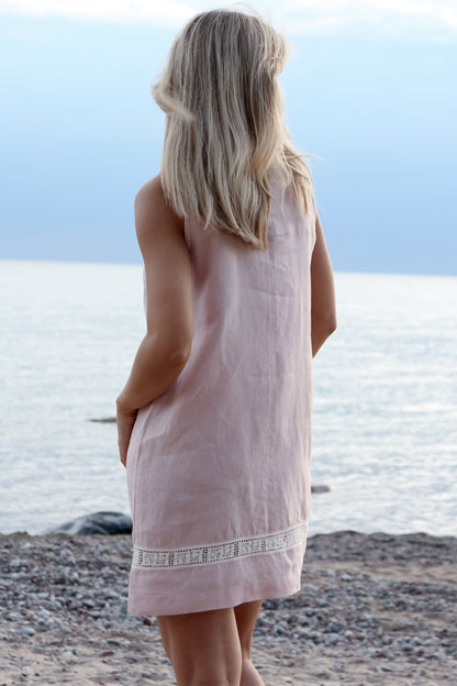 Linen Holiday Dress MARINA Lace