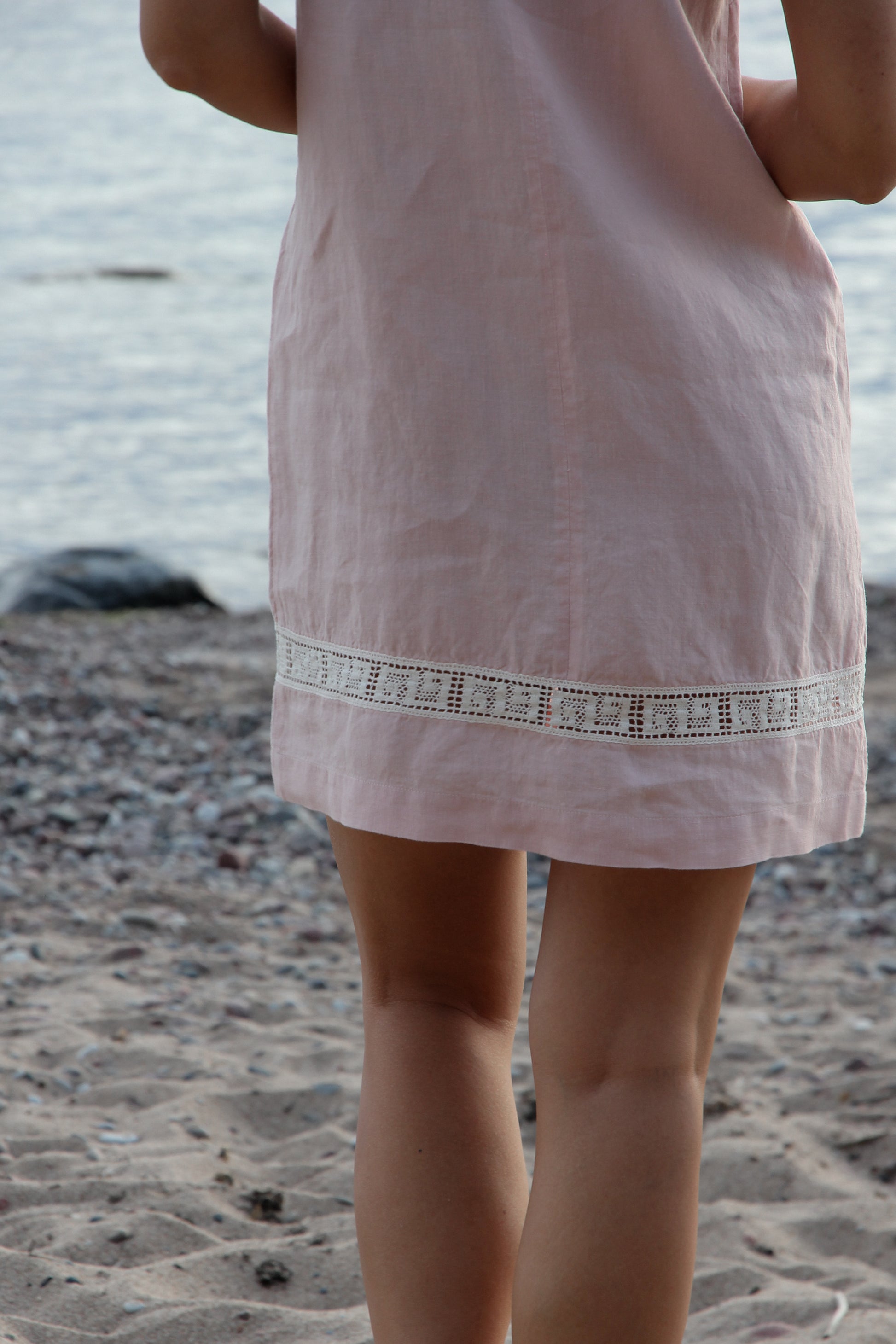 Linen Holiday Dress MARINA Lace Linen Holiday Dress MARINA Lace