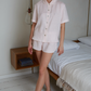 Linen Pajama Set NINA Lace For Women with Shorts