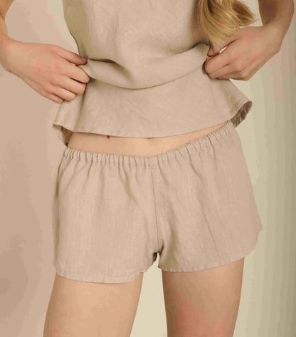 Pure Linen BOXER  Shorts  Low Rise/ Linen Sleep Shorts