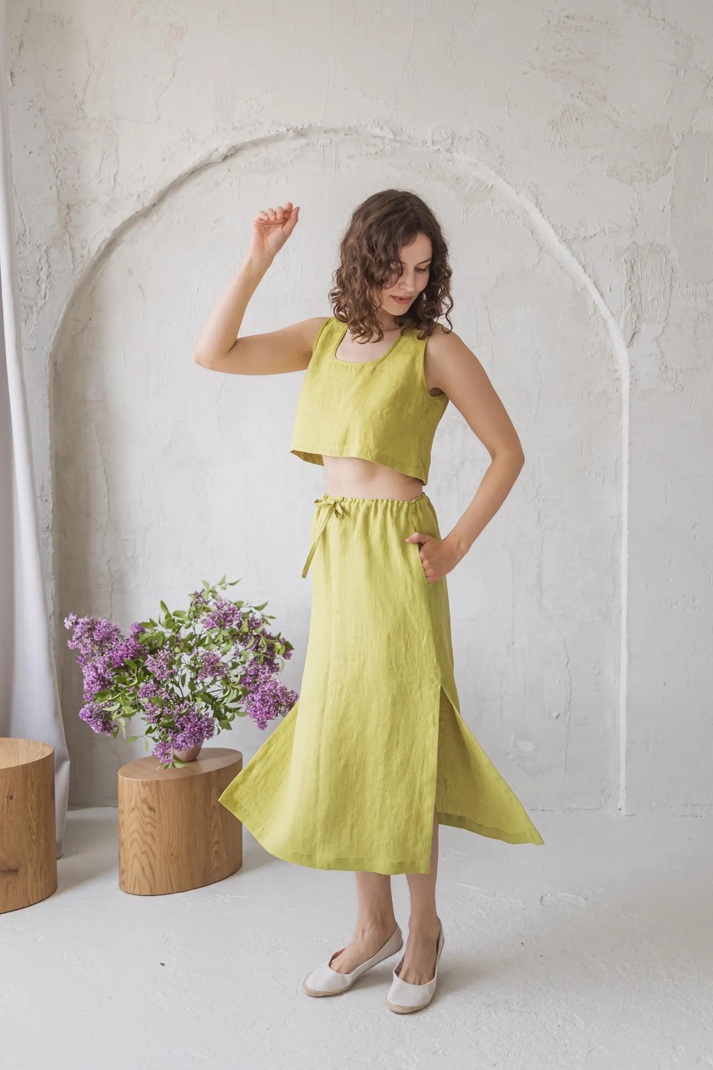 Linen Long Skirt NORA-2 With Side Slits