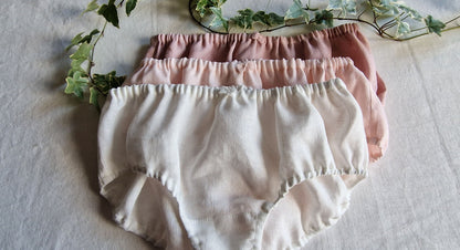 Set of 3 linen brief panties midi high