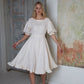 Linen Midi Dress ROMANCE with Wide and Ruffled Skirt