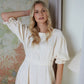 Linen Midi Dress ROMANCE with Wide and Ruffled Skirt