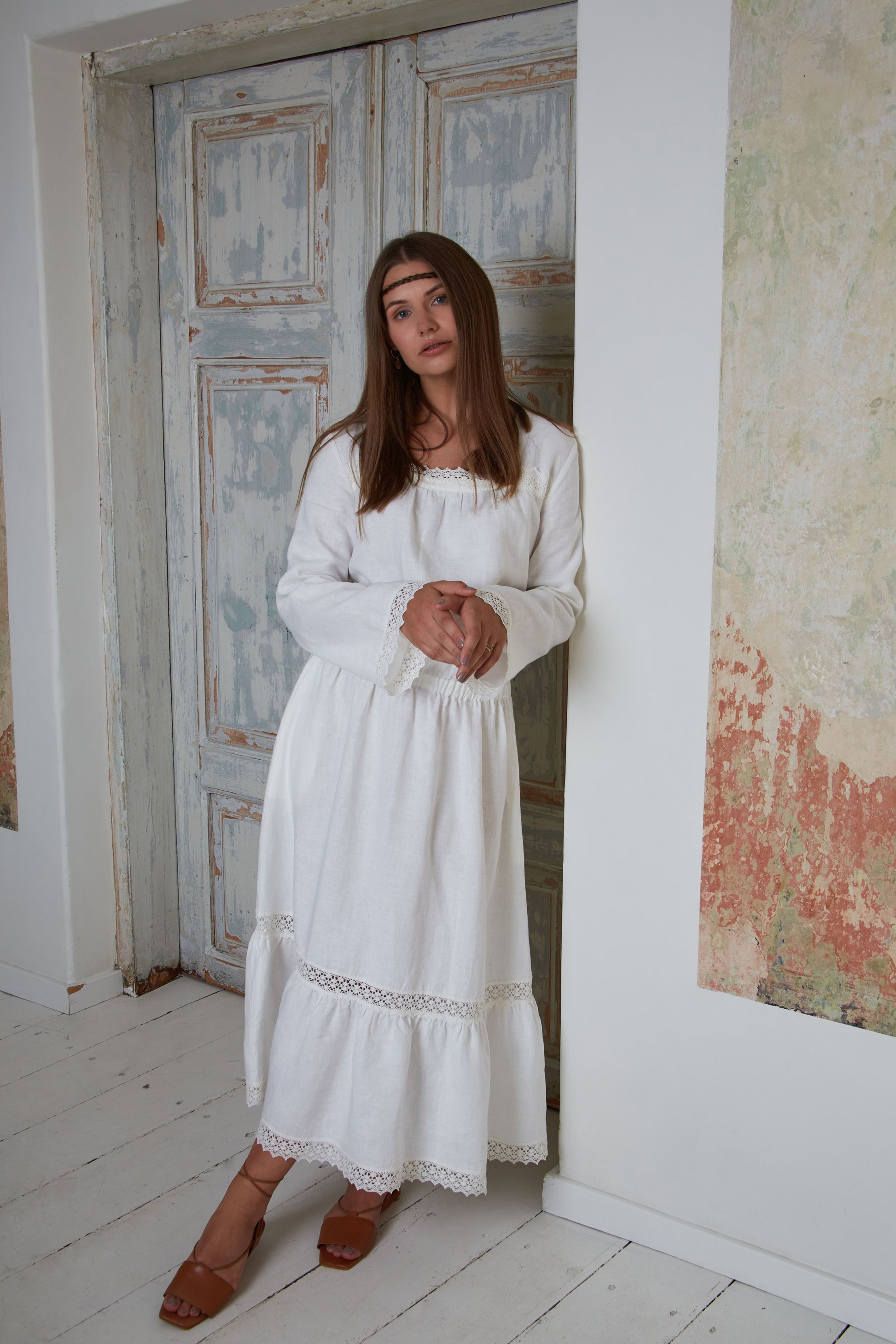 Linen Dress BOHO/ Hippie Dress Laced