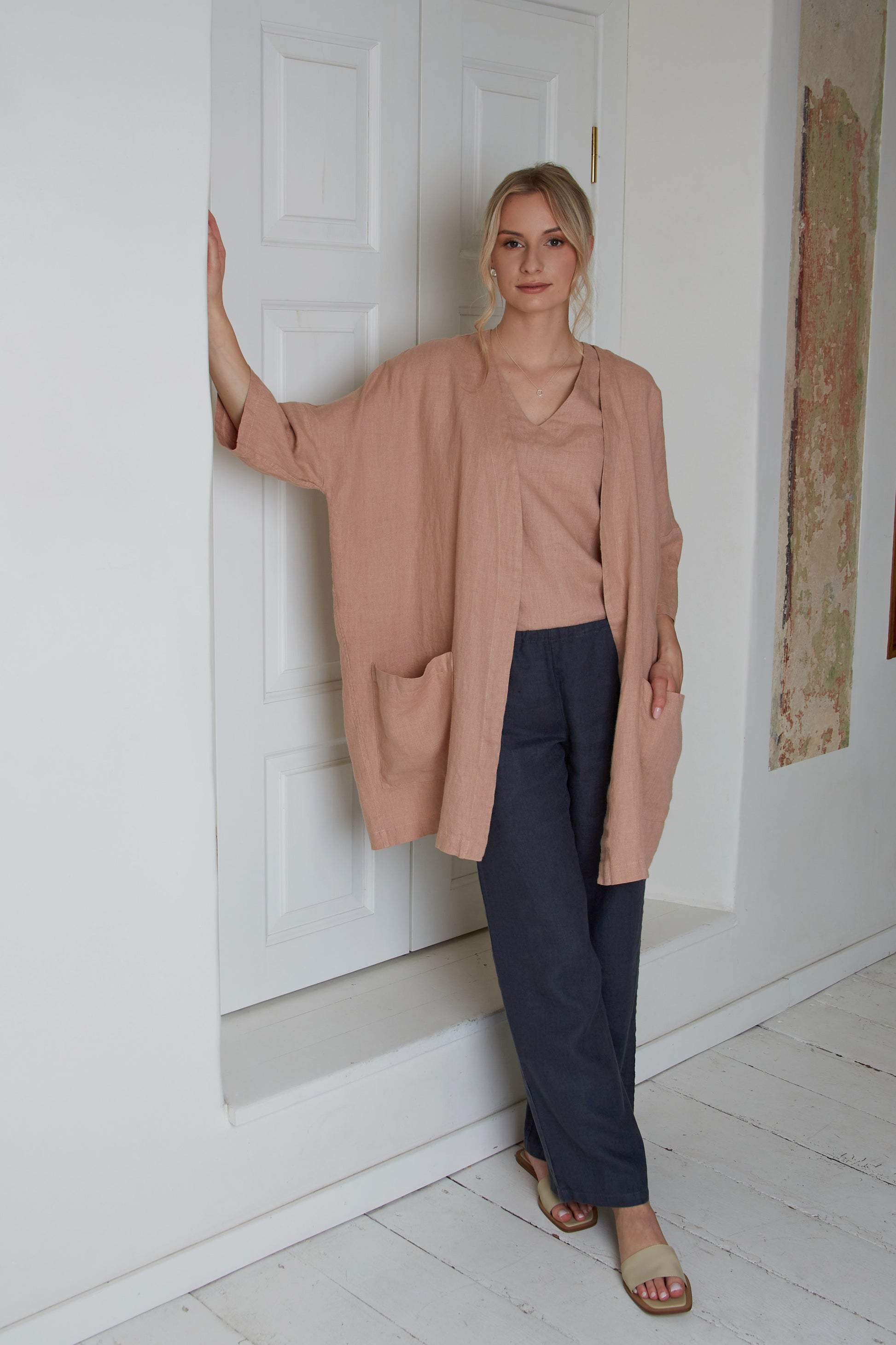 Linen Long and Oversize Cardigan/Blazer BREEZY with Pockets