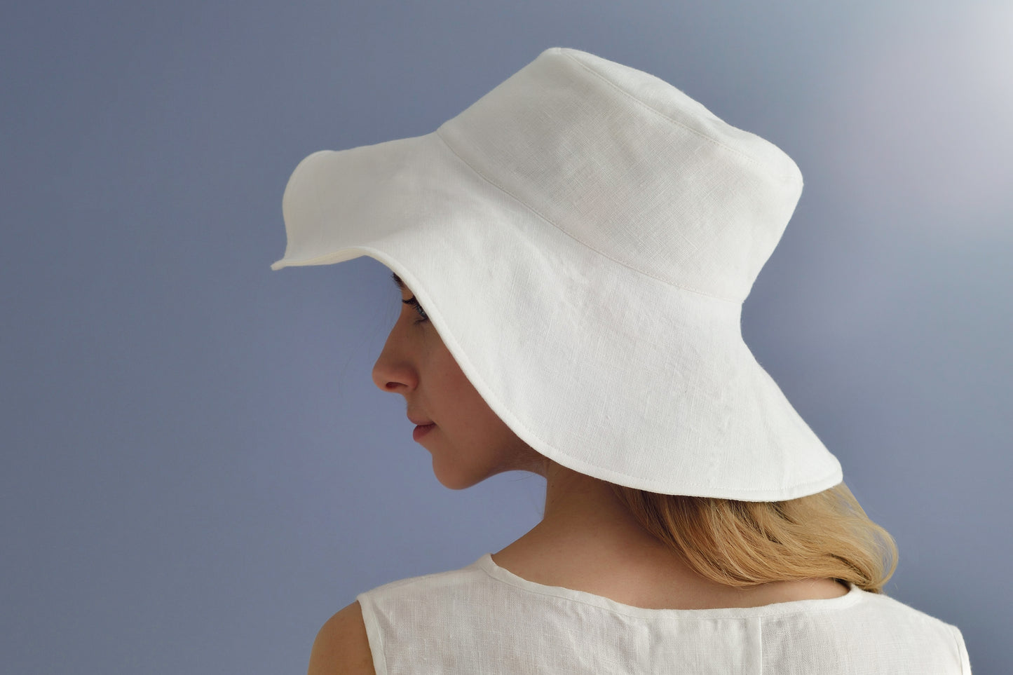 Linen Summer Hat with Wide Brims