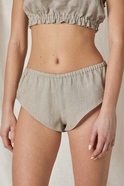 Linen Low Rise French Knickers in Natural Undyed Flax