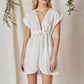Linen short dressing gown with ties