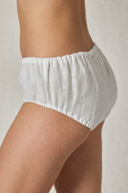 Linen White Vintage Style Panties/Knickers  Midi High