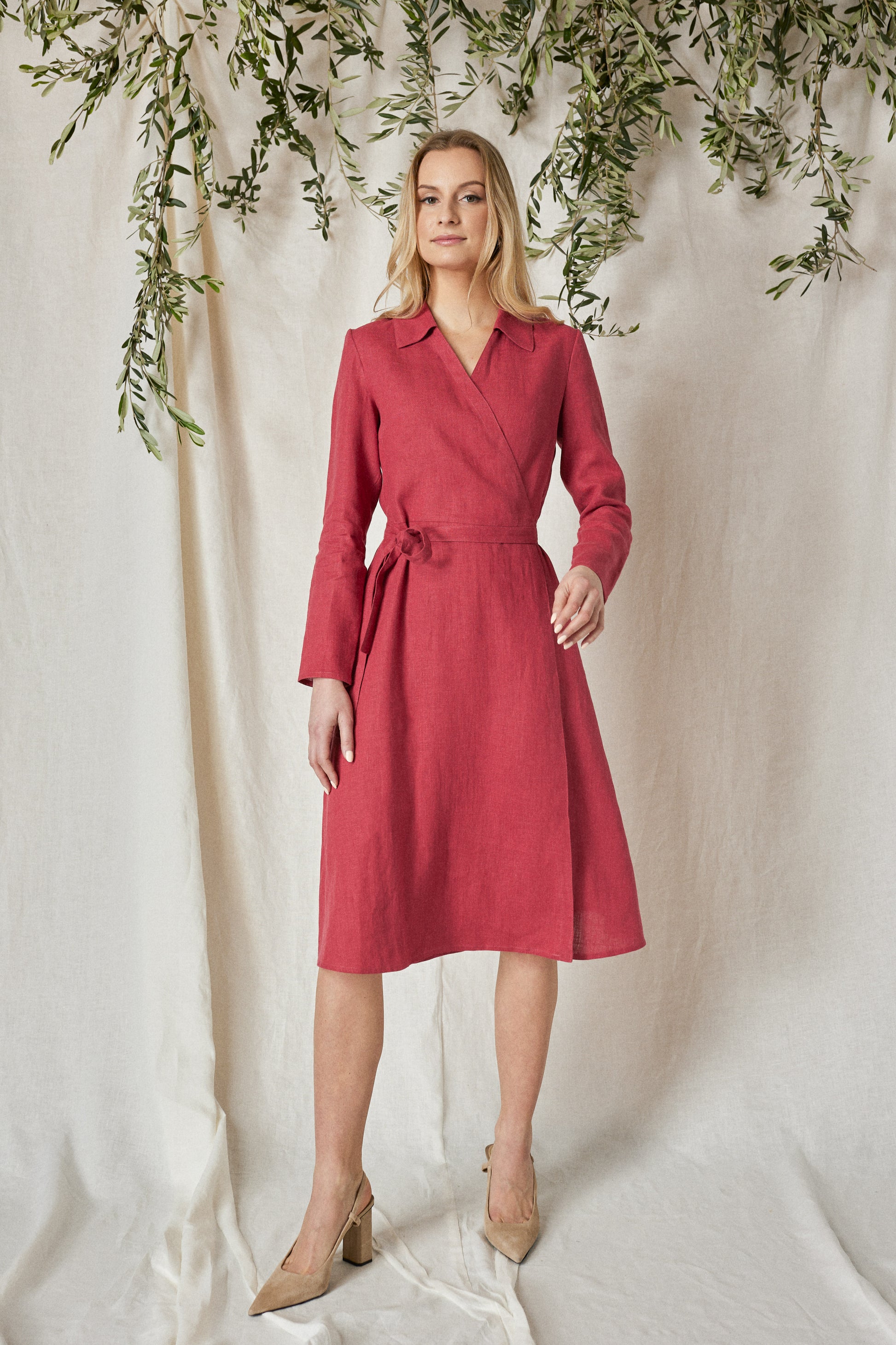 Linen Wrap Dress KEIRA with Collar Linen Wrap Dress KEIRA with Collar