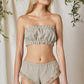 Linen Underwear Set Vintage/ Ruffled Bandeau and French Knickers with Lace