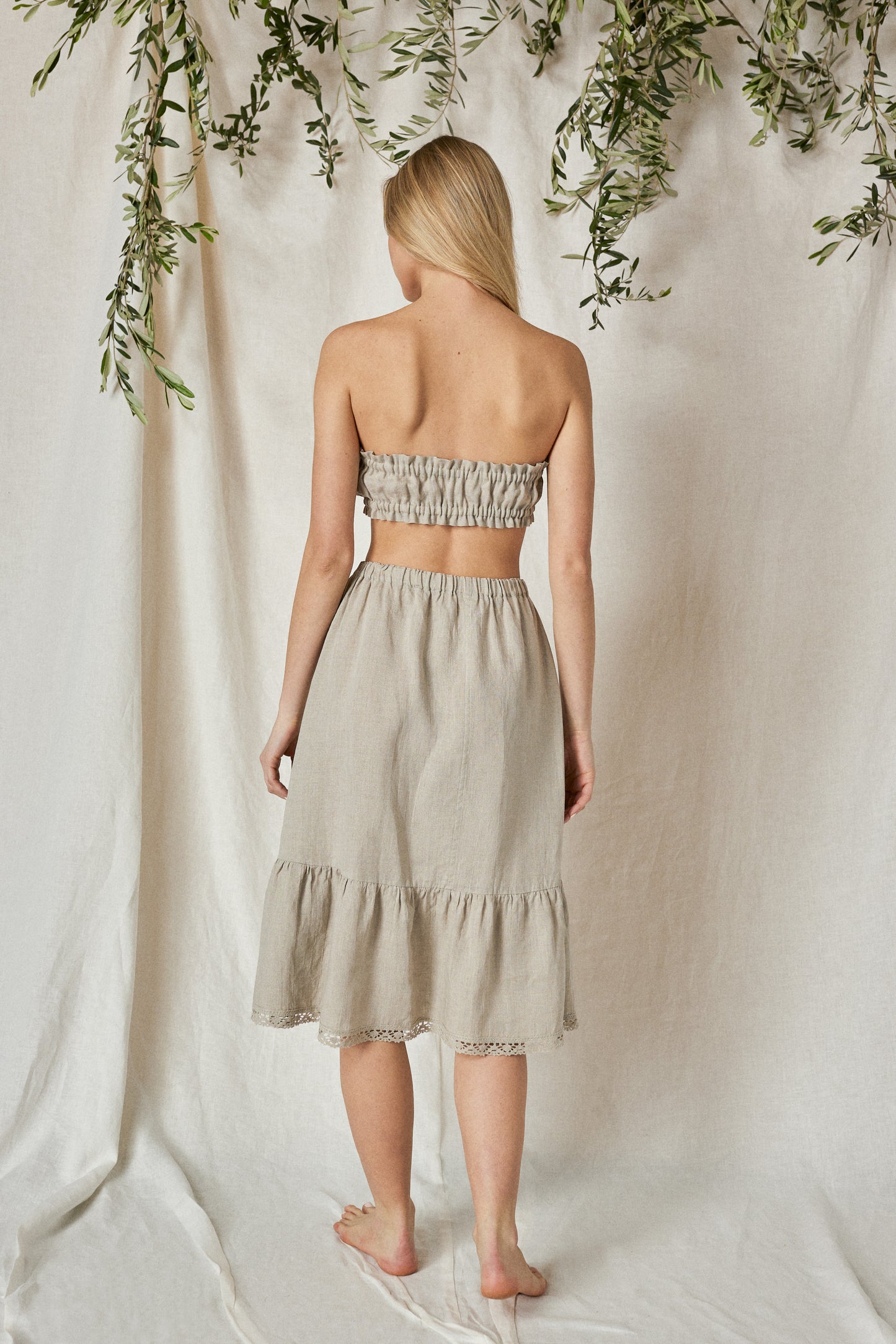 Linen Underskirt with Ruffle and Lace