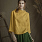 Linen Blouse AYA With High Neck