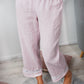 Linen Cropped Pajama Trouser CHARLOTTE with Lace Decor